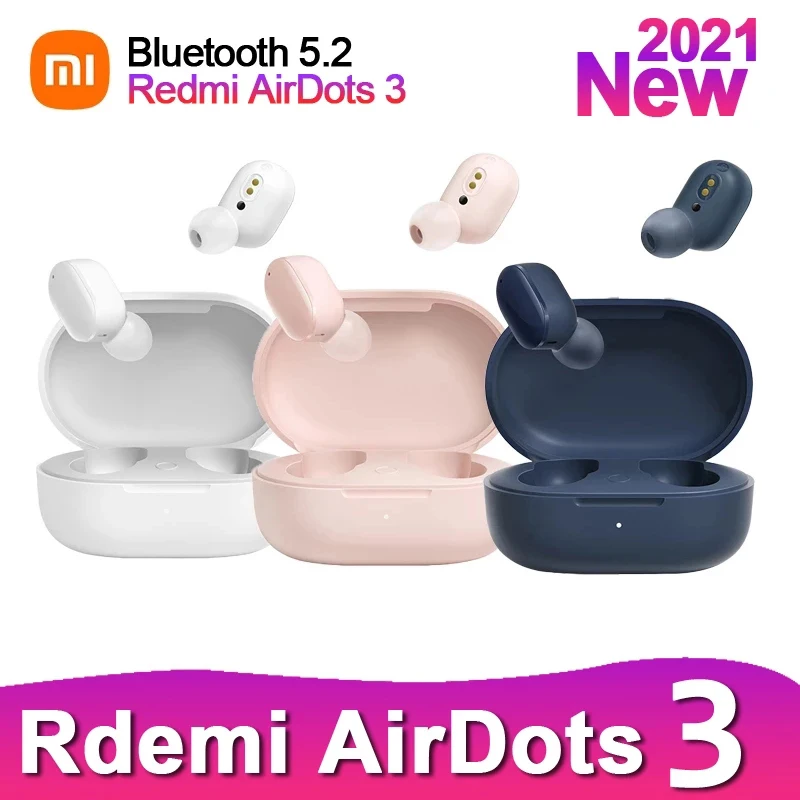 2021New Original Xiaomi Redmi AirDots 3 TWS Wireless Headset Xiaomi 5.2 Bluetooth CD-Level Audio AirDots Gaming Touch Headset