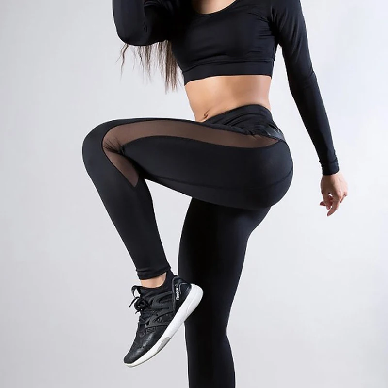 Европейский хит продаж новые спортивные черные штаны для йоги из искусственной