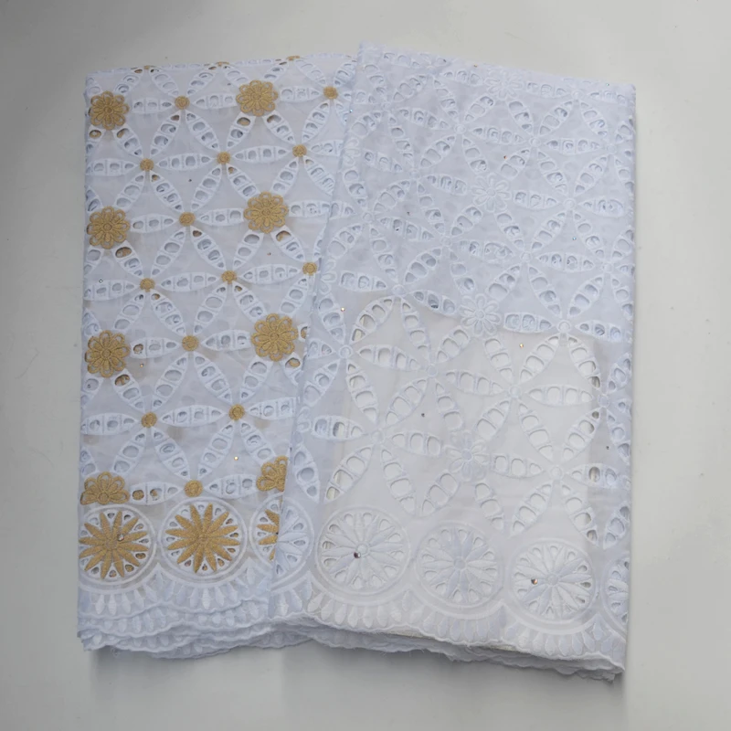 

New Africa Lace fabric Hollow High quality Design 5 Yards/pcs With manual Stones Africa Lace Fabric Used of women's dresses