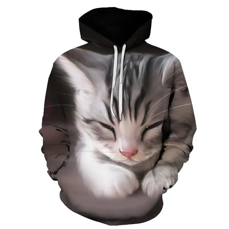 

2021 Cartoon Kawaii Hoodie 3D Printing Cat Oversized Men's Women's Children's Sweatshirt Pullover Long Sleeve Hooded Sweatshirt