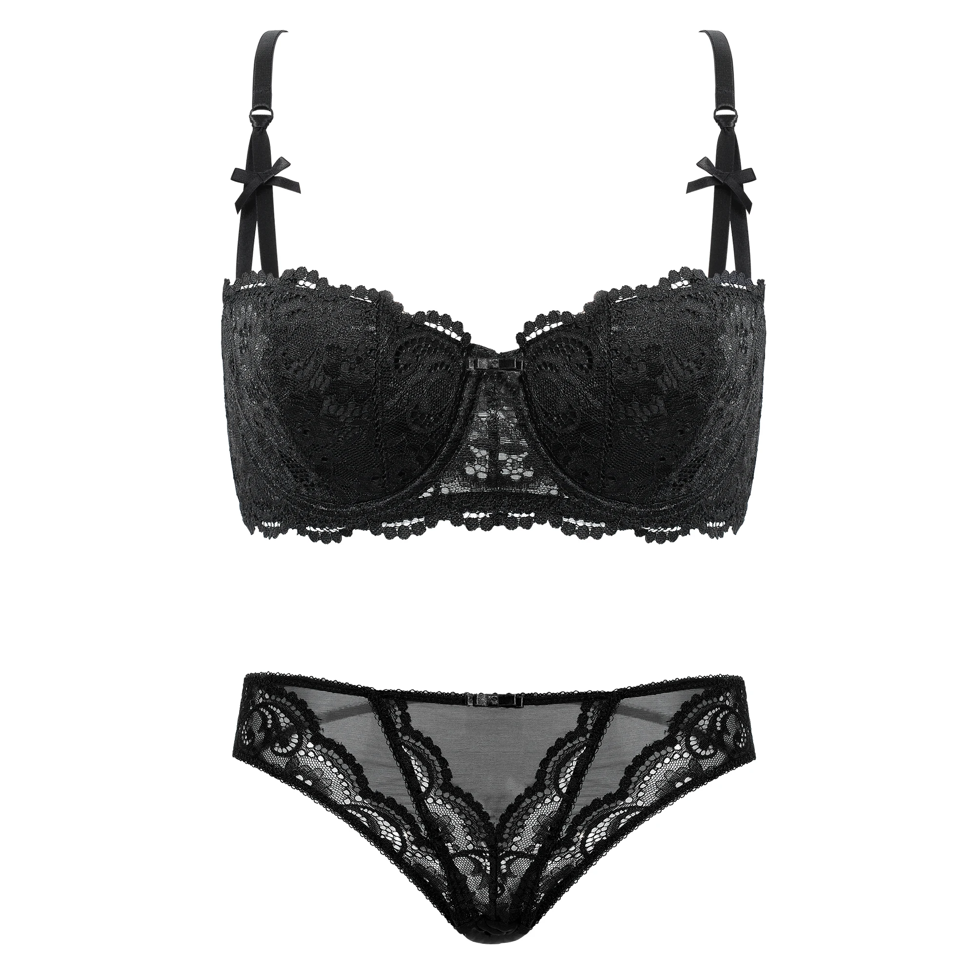 Комплект нижнего белья с бюстгальтером 1/2 чашки женское нижнее белье на