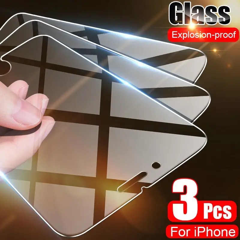 

3Pcs Tempered Glass On The For iPhone 13 12 11 Pro XS Max XR X Screen Protector For iPhone 8 6 7 Plus SE 5 5s Protective Glass