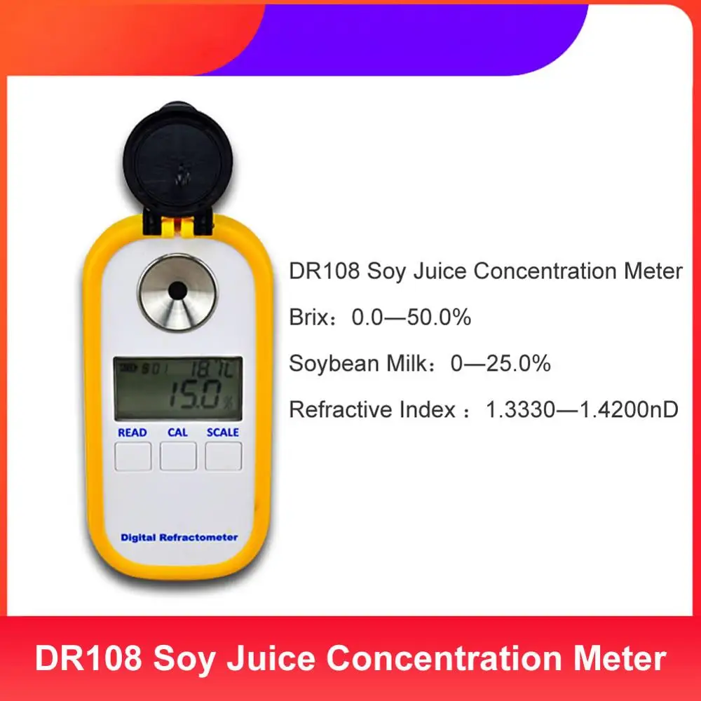 Medidor de Concentração de Leite de Soja Teste de Suco de Feijão Índice de Refração de Líquido Novo Digital Brix 0-25% Hydrometer Dropshipping Dr108 0-50%