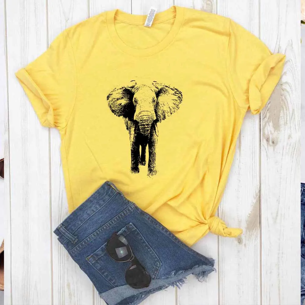 

2020 New Elephant Women's T-shirt Printed Mother's T-shirt Streetwear Women Shirts Round Neck Casual Comfortable Women's T-Shirt