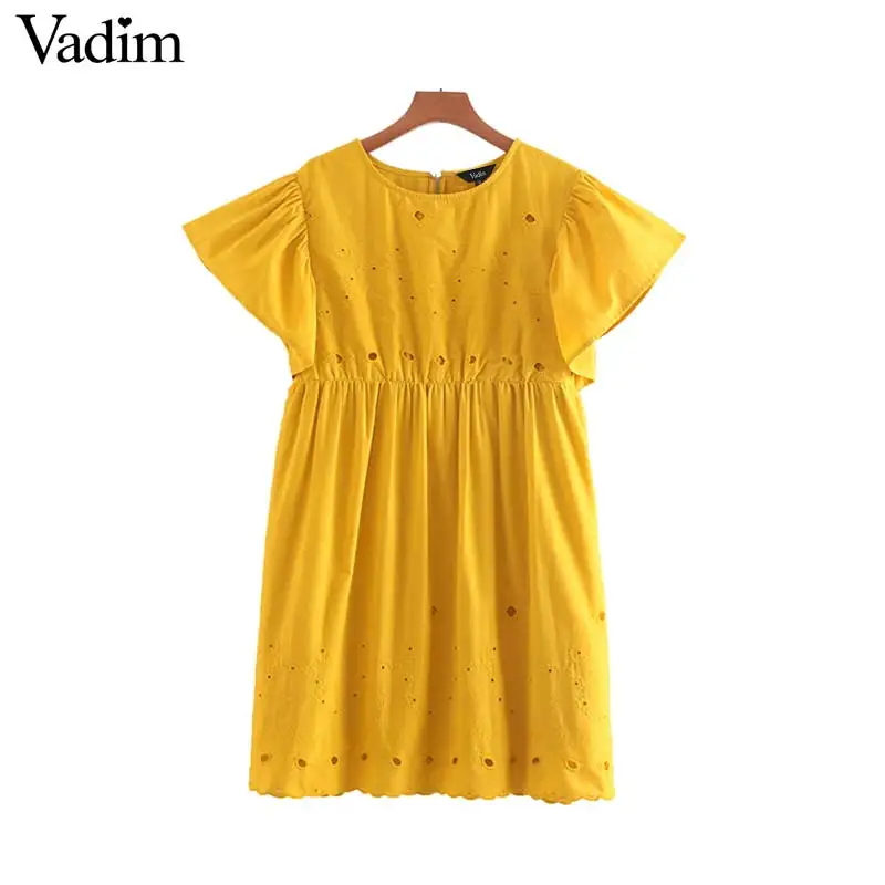 Vadim женское открытое мини платье с вышивкой короткий рукав круглый вырез женские
