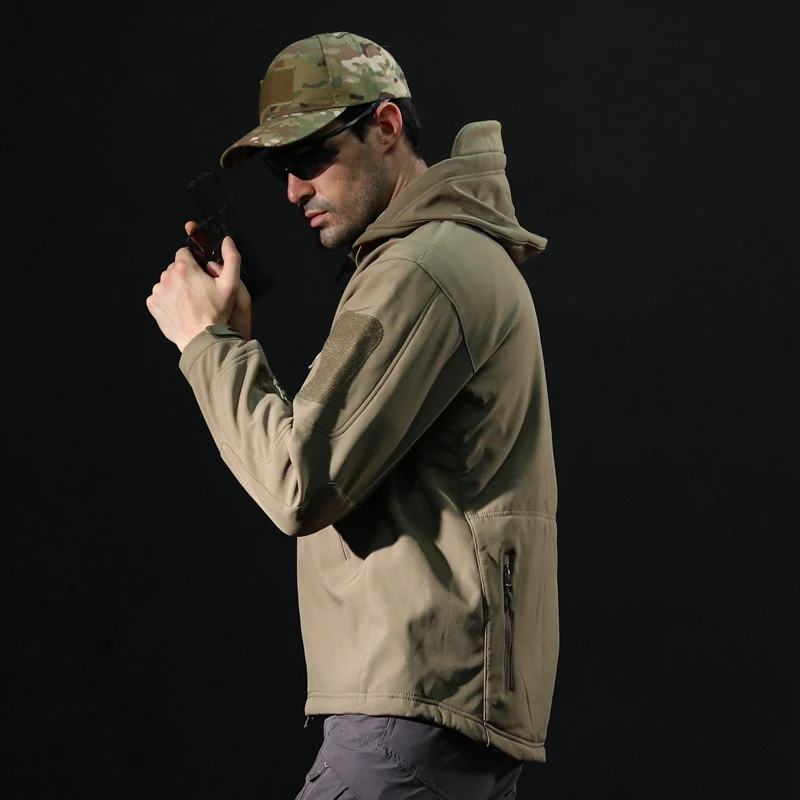 Men Woodland Digital Camouflage Jackets Outdoor Waterproof Windproof Coats Military Warm Fleece Tactical Softshell Jacket