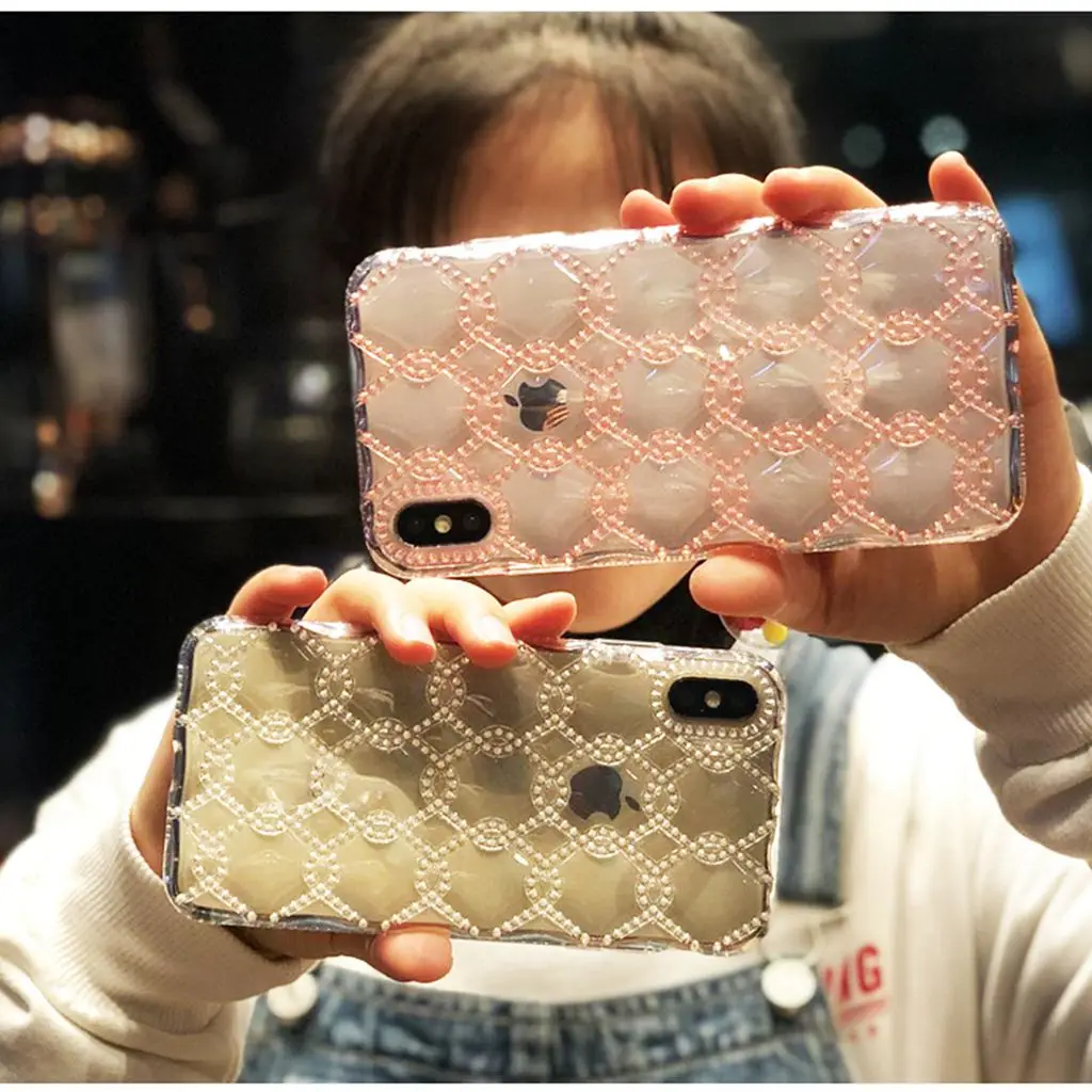 XR модный прозрачный чехол с ромбовидным узором для iPhone X XS Max 6 6S 7 8 Plus мягкий