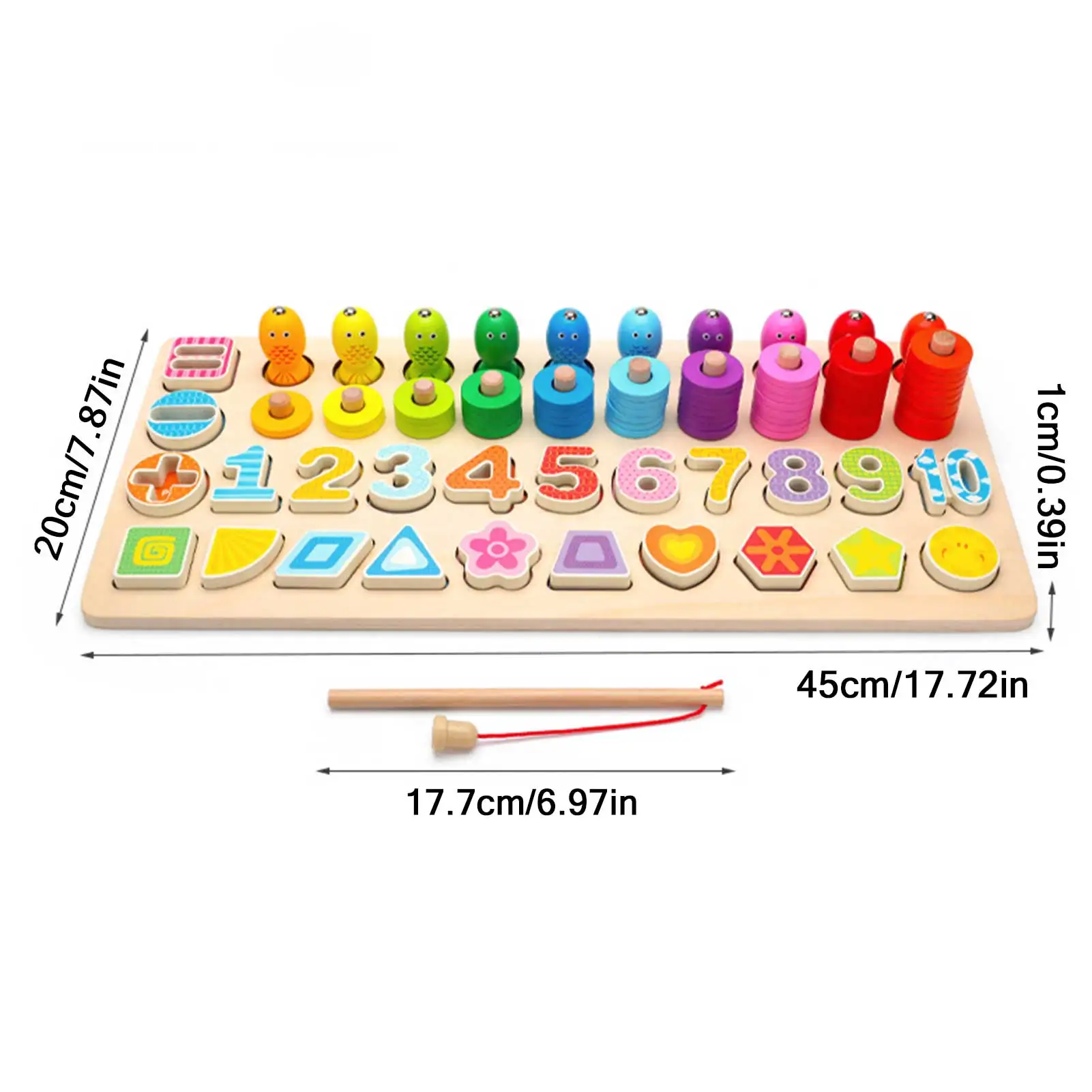 

5-in-1 Montessori Wooden Educational Toys 45*20*1cm Thicken Number Shape Pair Toy For Children