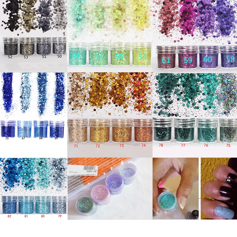 

10ml Chunky Nail Flake Powder Ultra thin Colorful Glitter Paillette Holographic Shiny Luxury Sparkles Nail Dust Glitter Powder