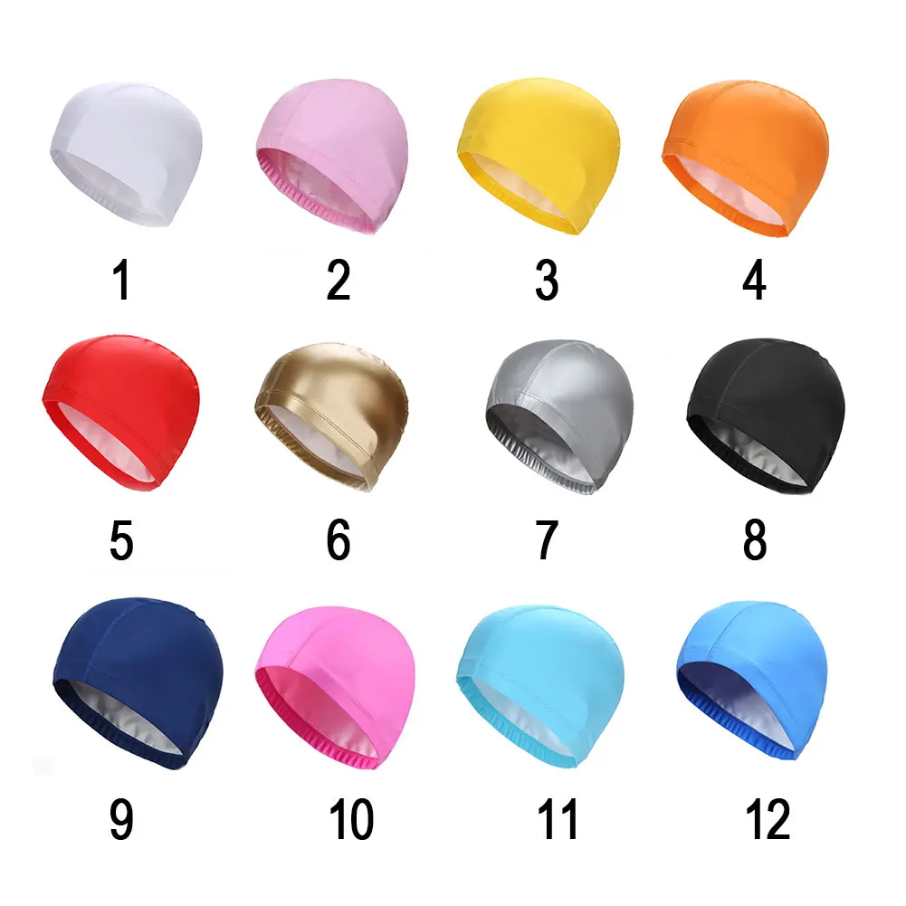 

Elastic Waterproof PU Fabric Protect Ears Long Hair Sports Swim Pool Hat Swimming Cap Free size for Men & Women Adults
