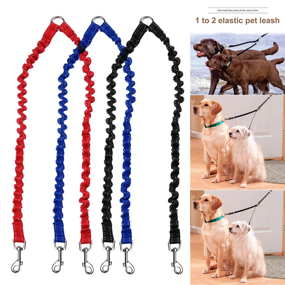 

1 Pcs Pet Dog Lead Leash Traction Rope Splitter 1 to 2 Double Way Elastic Outdoor TY53