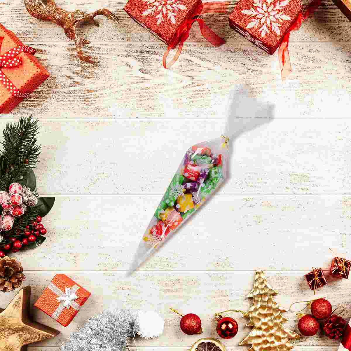 

100pcs Christmas Candy Bag Packaging Bag Translucent Bag Candy Cookie Bag