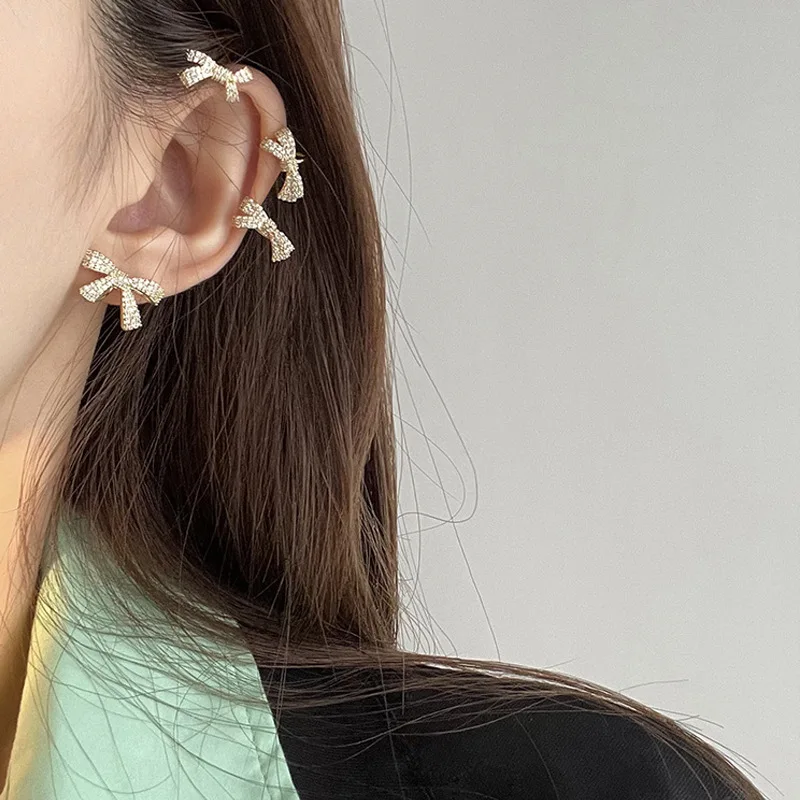 

Niche Bowknot Earrings Korean Fashion Personality Temperament Simple No Pierced Ear Clip Earrings High Sense