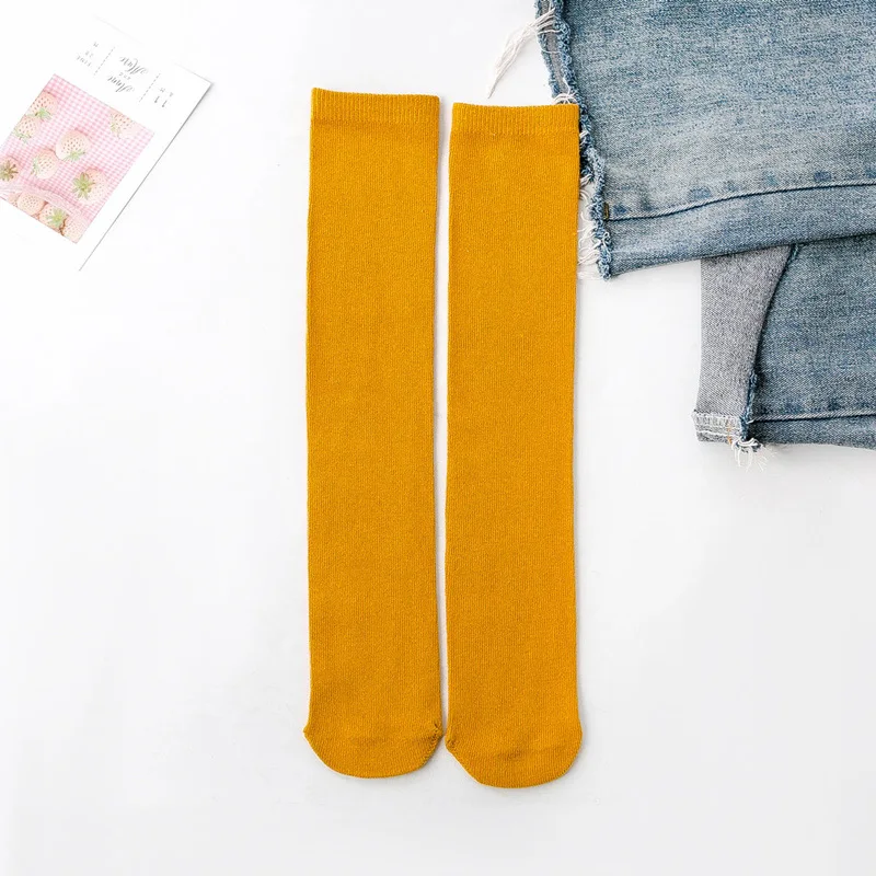 Orange Long Socks Детские гольфы, детские носки, хлопковые носки для малышей, гетры до колена, милые носки для мальчиков и девочек, детские носки, 3-12 лет - Цвет: Orange Long Socks