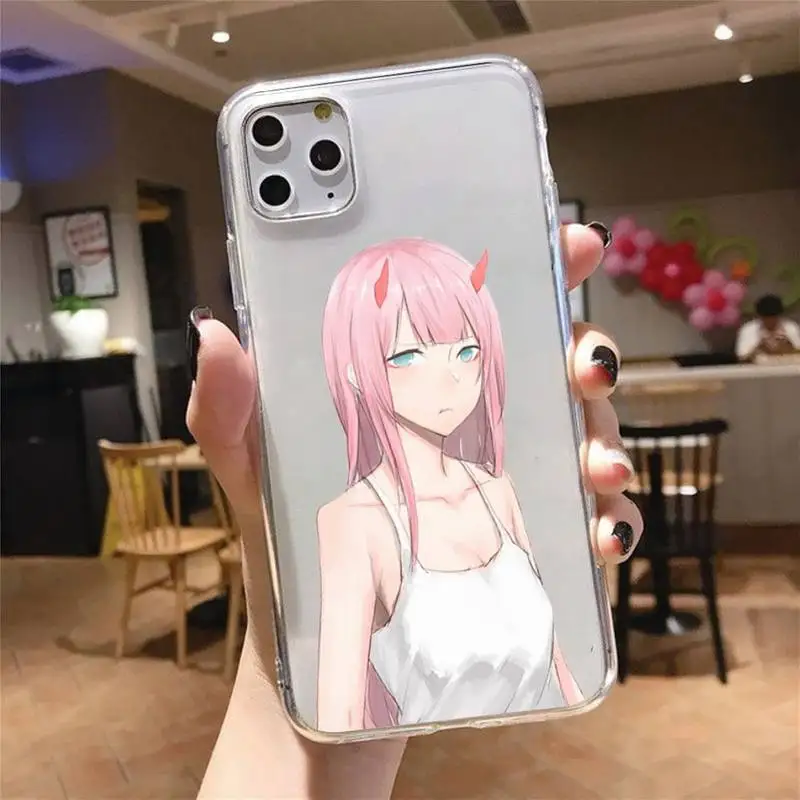 

Zero Two Darling in the FranXX sexy Phone Case Transparent for iPhone 6 7 8 11 12 s mini pro X XS XR MAX Plus cover funda shell