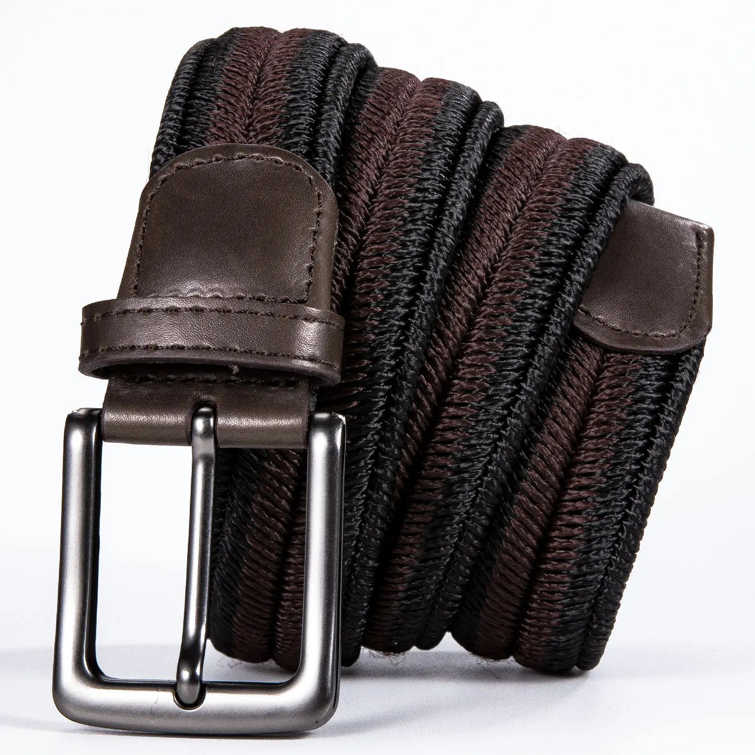 BRPD0091 Hi-Tie цветной тканевый Повседневный ремень для мужчин плетеный эластичный ремень с пряжкой желтый коричневый вязаный ковбойский ремень для джинсов - Цвет: BRPD0091