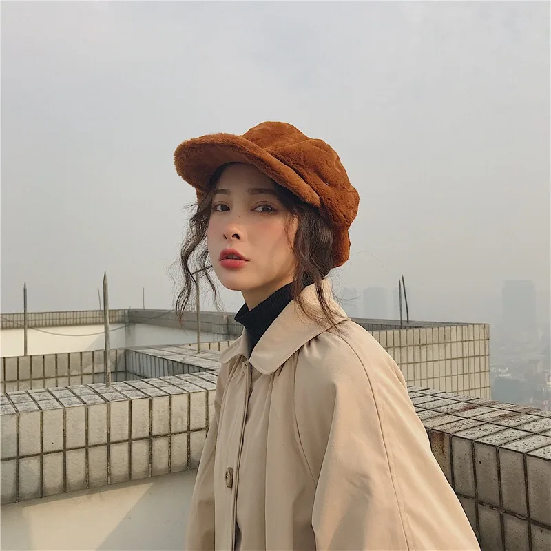 Женские головные уборы из мягкого флиса осенне-зимние женские береты с мехом