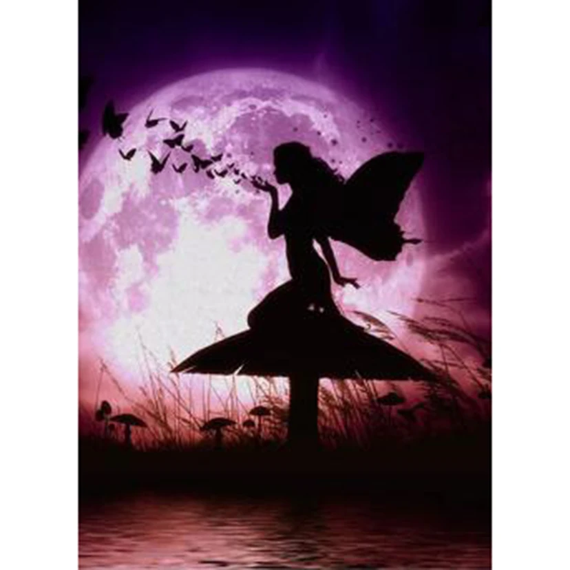 

5D DIY Diamond Painting Square/Round Diamond Character Painting Moon Under Flower Fairy Beauty Picture Cross Stitch Decor TX801