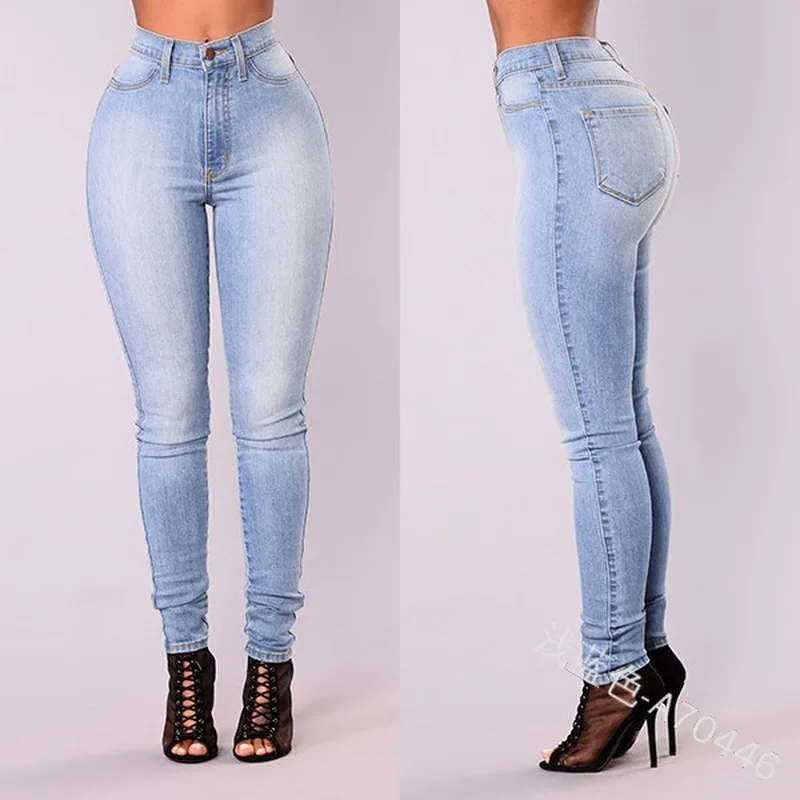 

WEPBEL Women's Skinny Jeans Classic Long Pants Pencil Denim Pants High Waist Jeans Leggings Sexy Bottom Slim Plus Size Trousers