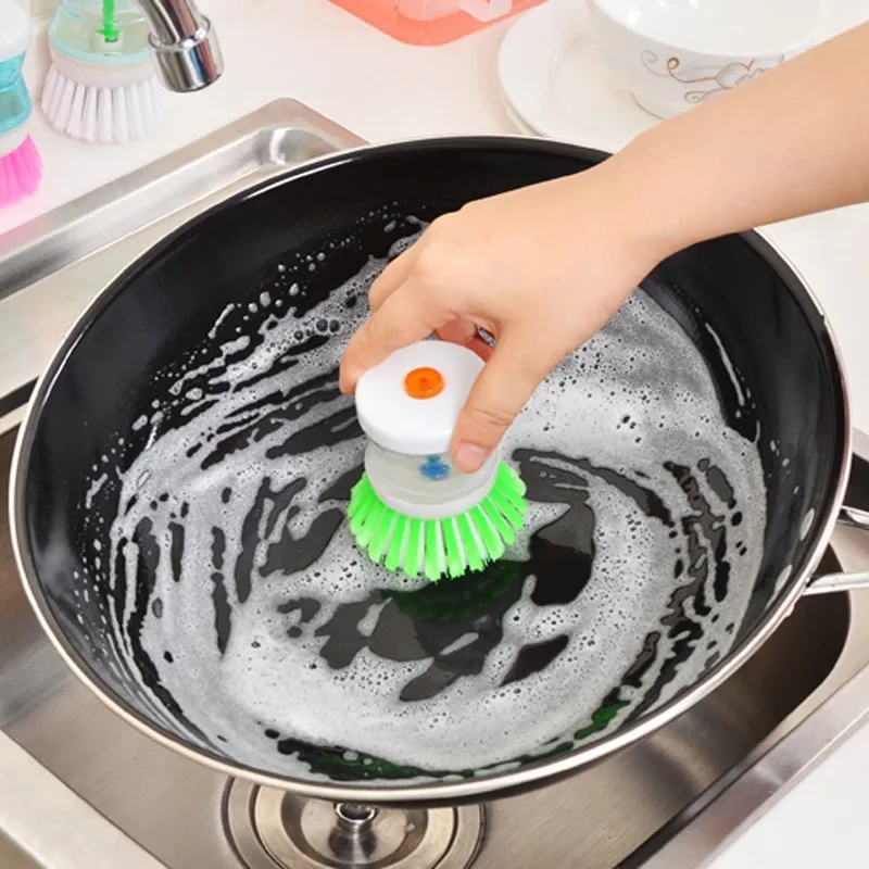 

1Pcs Kitchen Pot Dish Brush Multifunctional pressing type Dishwashing brush With soap dispenser Household Kitchen Accessories