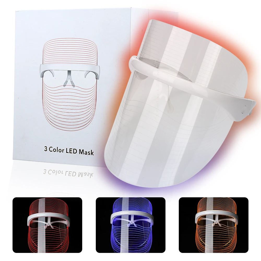 3 цвета светильник светодиодный маска для лица машина омоложения кожи