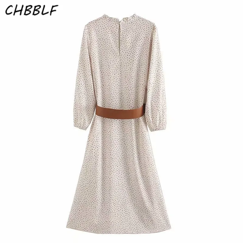 CHBBLF женское винтажное дизайнерское платье с поясом длинным рукавом