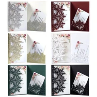 2021 new 20pcsset snowflake invitations greeting card delicate carved holiday merry christmas party supplies