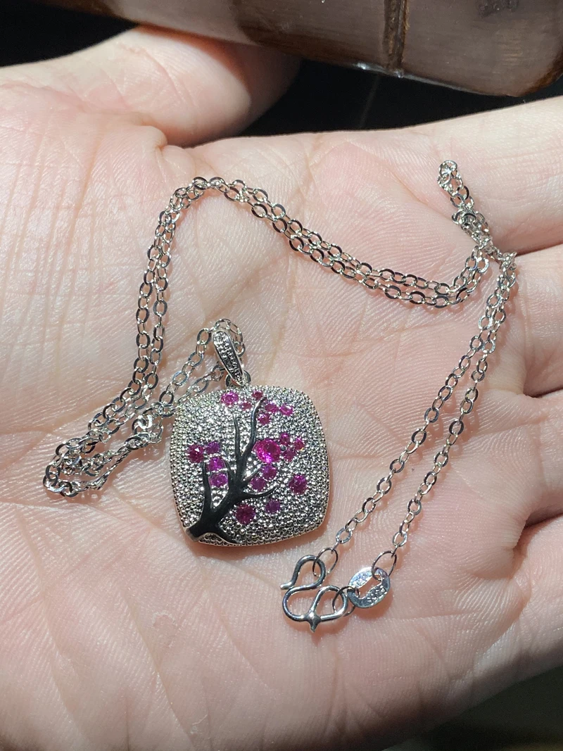 

Romantic 925 Sterling Silver Jewelry Sets for Women Shiny Red Zircon Leaves Branch Necklace+Ring+Earrings Unique Female Gift