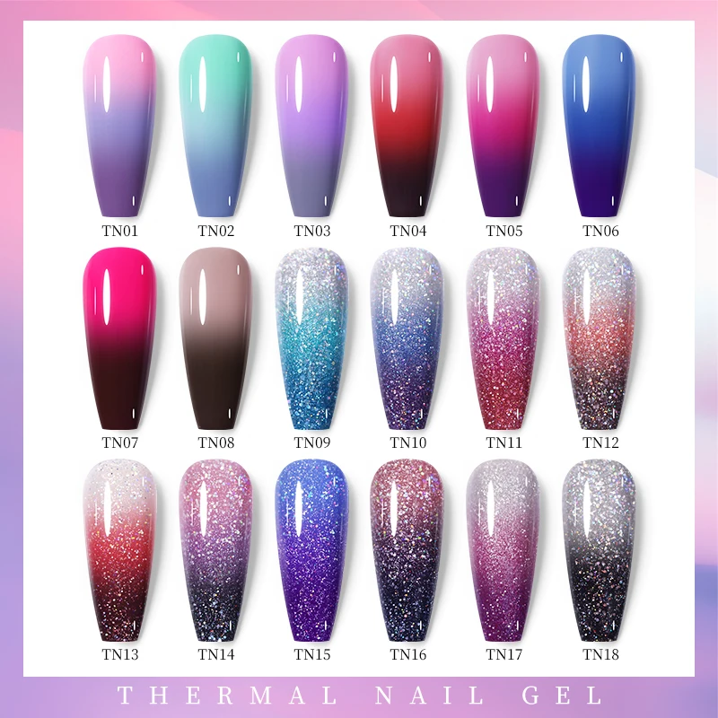 BORN PRETTY 7 мл термальный гель для ногтей сияющий блеск температура меняющий Цвет