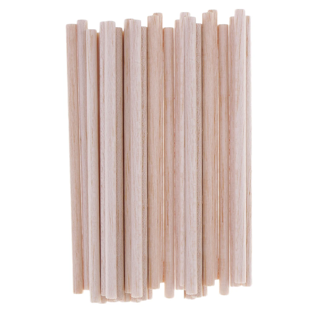 

30Pc 5mm Round Balsa Wood Stick Wooden Dowel Rod For Kids Model Making 120mm