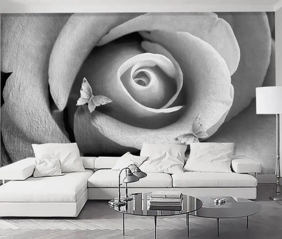 Современный минималистичный белый трехмерный рельеф 3D Роза ТВ диван фон стены