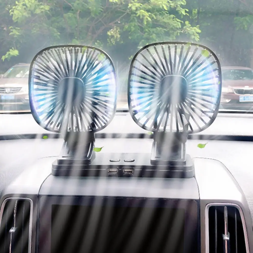 

12V Car Cooling Fan Adjustable Car Auto Air Cooling Dual Head Fan Low Noise Car Auto Cooler Air Fan Car Fan Accessories
