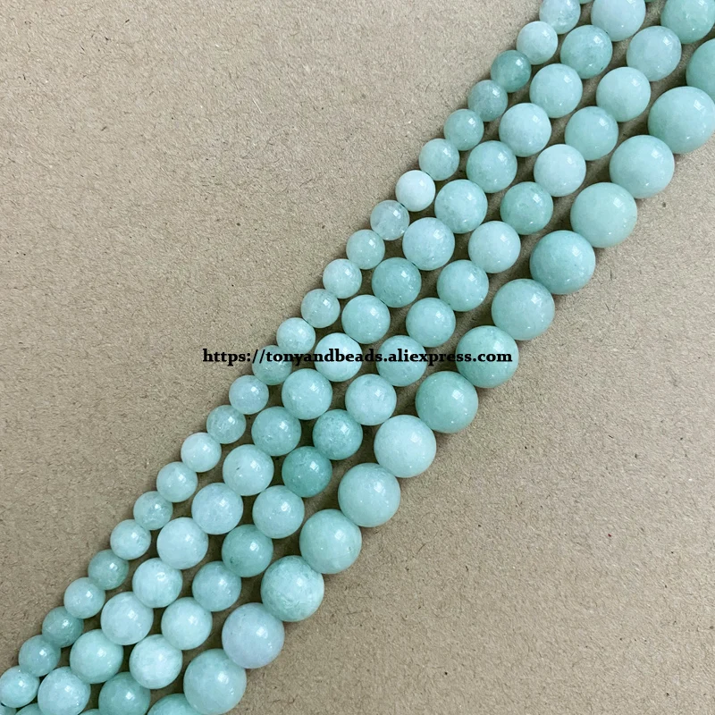 

Natural A Quality Lake Green Amazonite Color Jade Stone Round Loose Beads 6 8 10MM Pick Size For Jewelry Making DIY