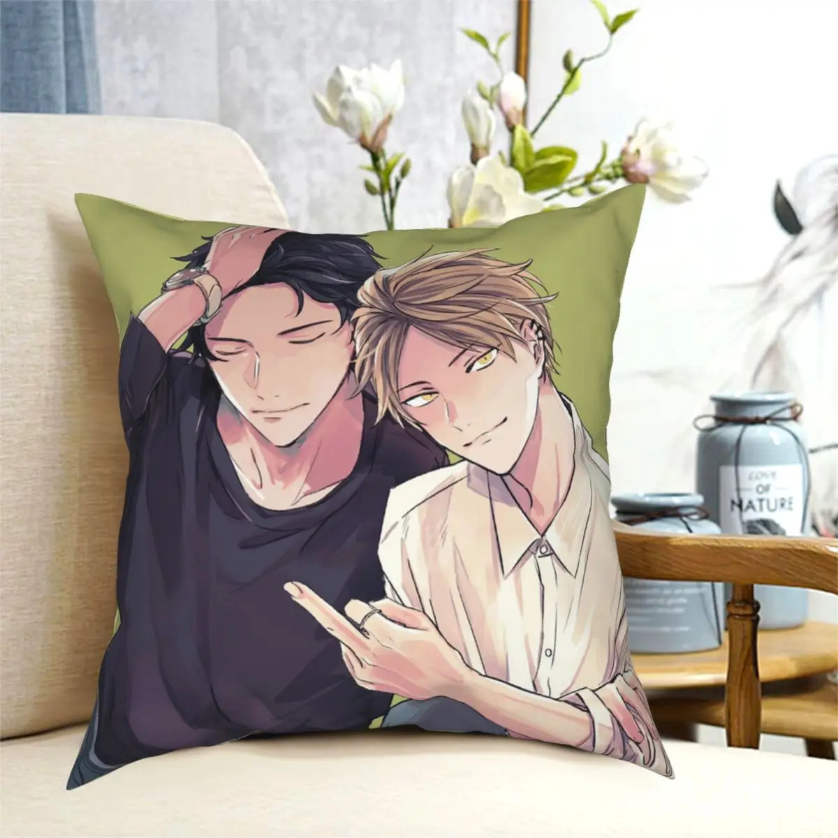

GIVEN Sato Uenoyama Ritsuka Pillowcase Printed Fabric Cushion Cover Decor Throw Pillow Case Cover Car Zipper 45X45cm