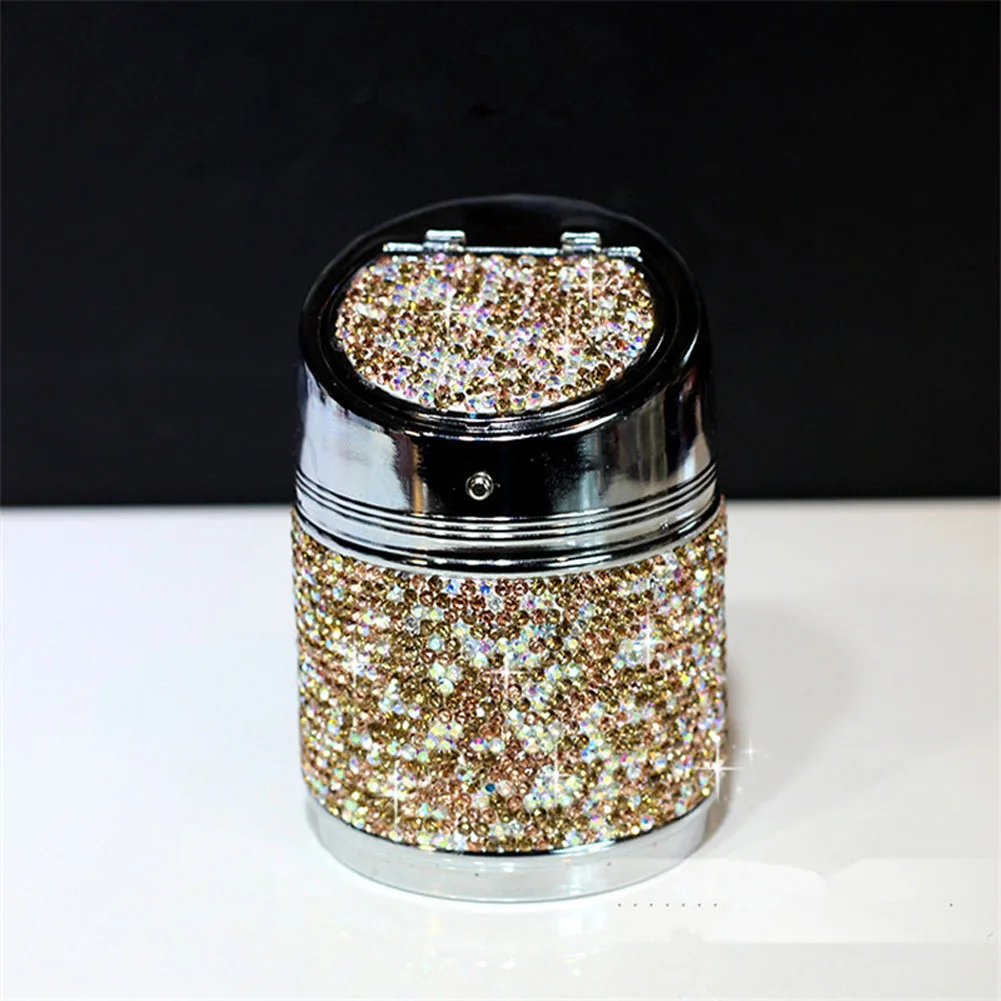 Luxury Rhinestone Car Multifunctional Ashtray Colorful Crystal Shiny Auto with Cover Great Gift for Women Girls | Автомобили и