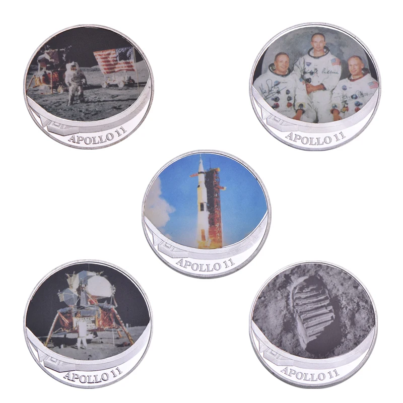 Серебряные коллекционные монеты WR Apollo 11 на 50 летие с держателем для монет