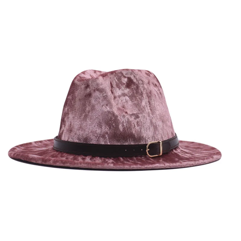 

Шляпа-трилби для мужчин и женщин, шерстяная фетровая шляпа в британском стиле, с широкими полями, золотистый бархат