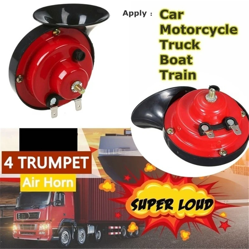

12V 115-130DB Trumpet Super Loud Air Horn Compressor with Mounting Kits Car