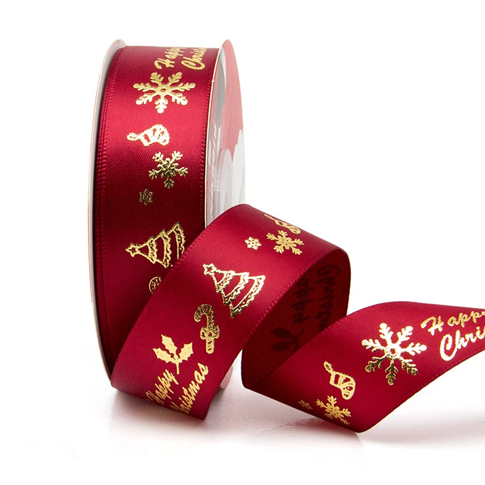 Рождественская серия 25 мм 5 ярдов подарочная упаковочная лента галстук-бабочка