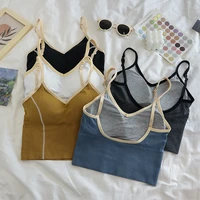 summer cami crop top women stitching short camisole striped slim fit vest sleeveless short tank top bar fashion casual tube