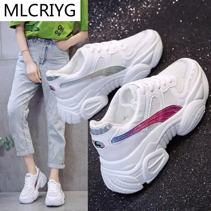 

2021 New Spring Autumn Women Shoes Spring Sneakers Women Fashion Bling Platform Shoes Ladies Footwear Breathable Mesh Sneakers