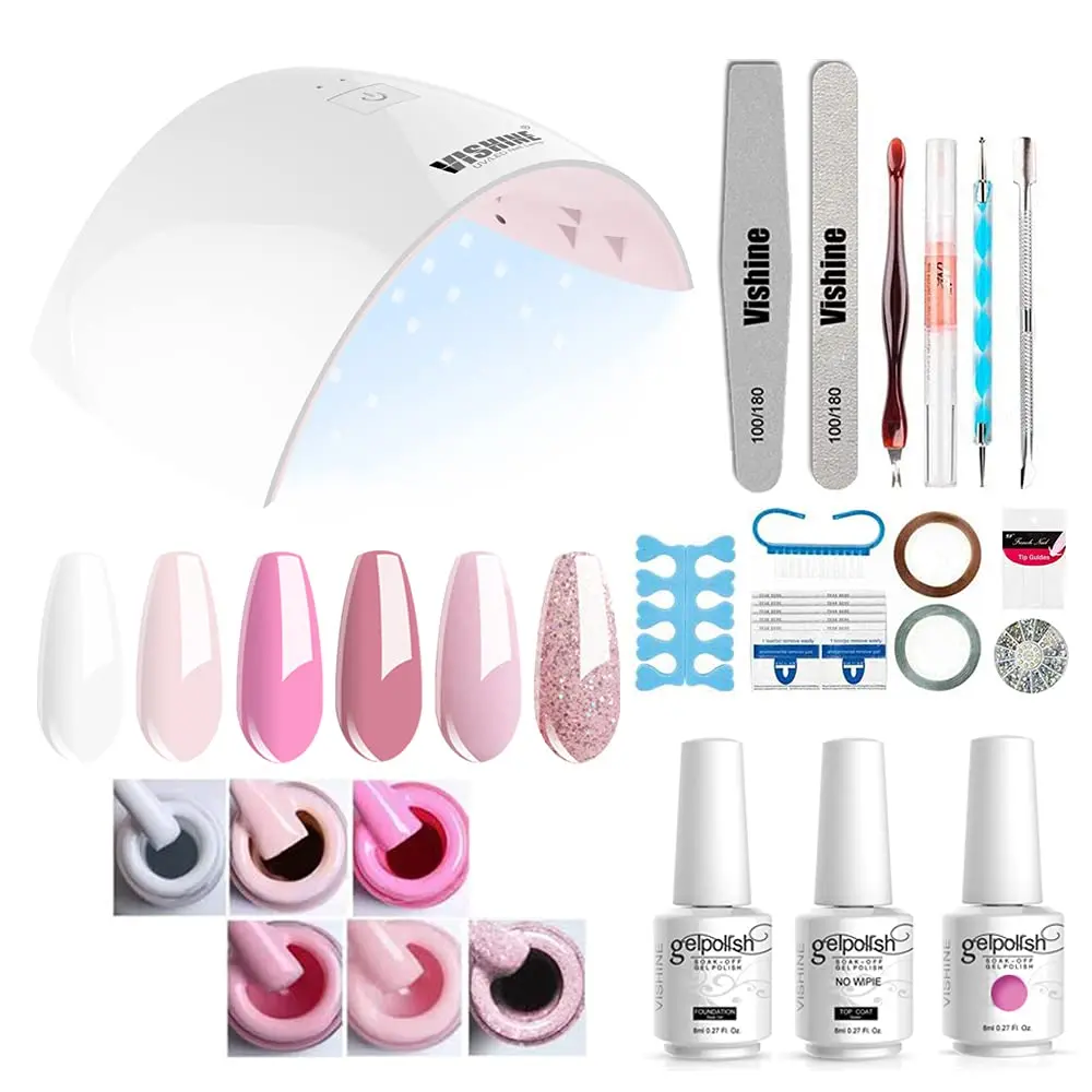 

Gel Nail Polish Starter Kit - 6 Colors Gel Polish Set Base Top Coat, 36W LED Nail Dryer Lamp with Full DIY Gel Manicure Nail