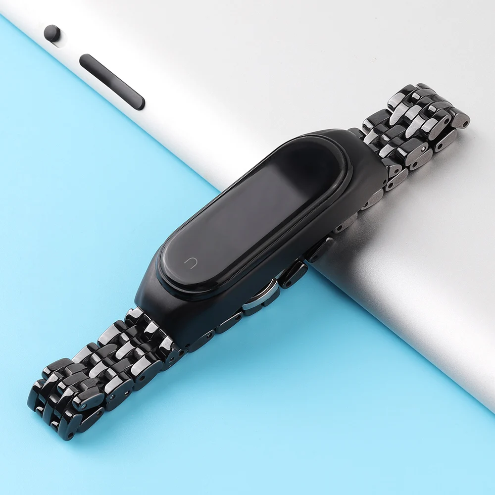 Ремешок керамический для Xiaomi Mi Band 6 5 4 3 сменный Браслет с металлическим