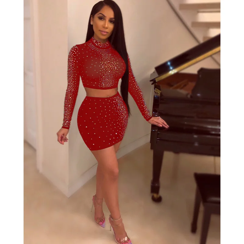 Сексуальный комплект из двух предметов прозрачной сетки Топ с длинным рукавом и