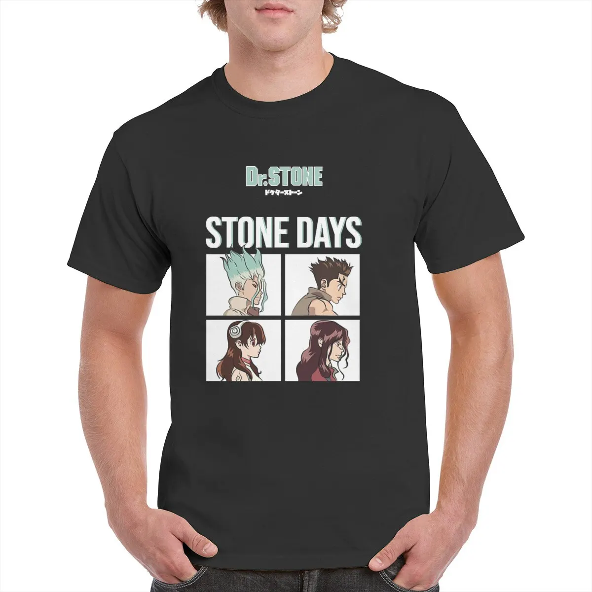 

Oversized Dr. Stone STONE DAYS Top t shirt Cotton Harajuku Anime Senku Ishigami Chrome Kohaku Suika Tee Female/Man