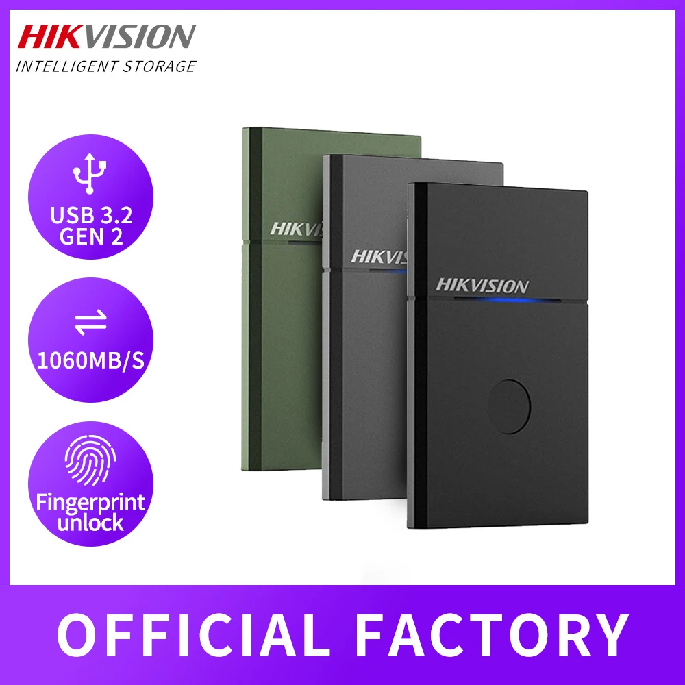 HIKVISION External Hard Drive Fingerprint Hard Drive Portable Solid State Drive PC 500GB 1TB For Laptop Desktop 1060mb/s