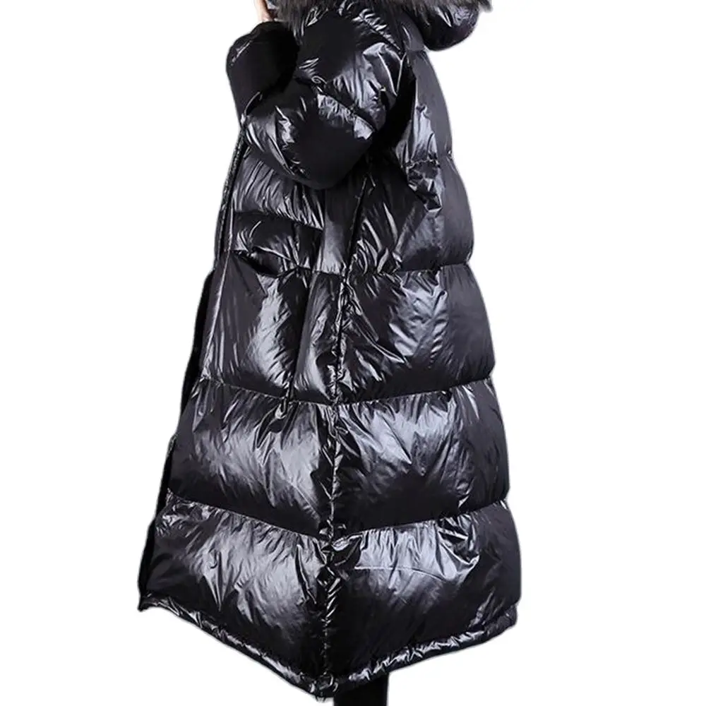 

M.Y.FANTASY 2021 натуральный меховой воротник из енота куртка из белого утиного пуха новая зимняя куртка Женский пуховик длинный свободный W