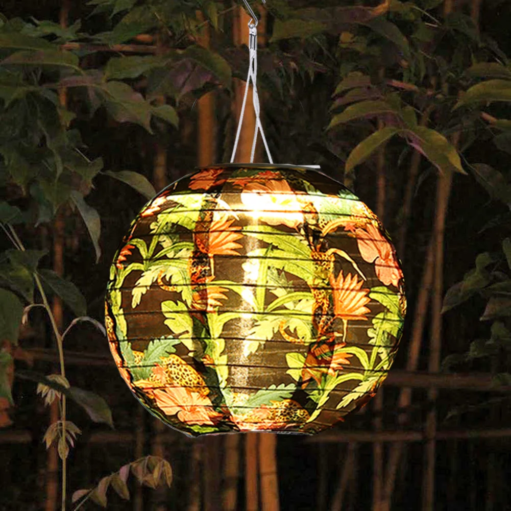 

8 inch LED Round Lantern Nylon Printed Waterproof Hanging for Wedding Birthday Party Outdoor Decoration Holiday Supplies Gift