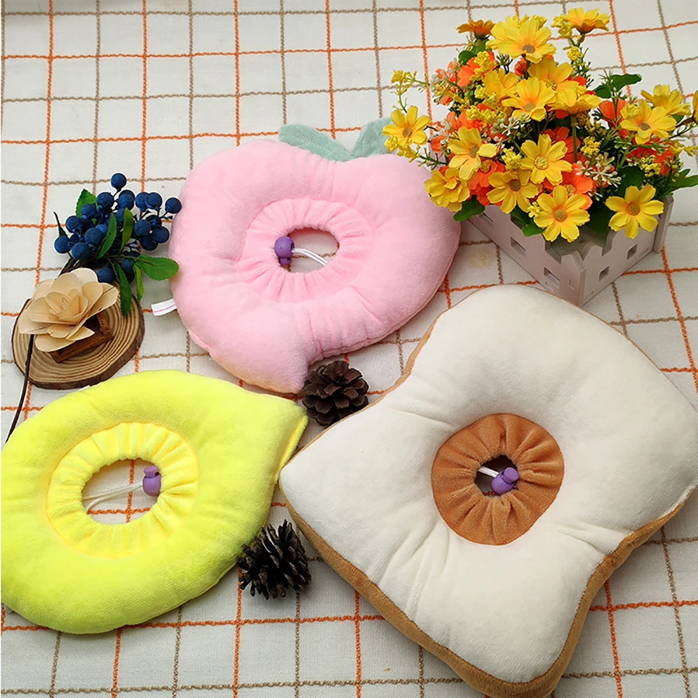 

Cat Cotton Collar Cute Peach Lemon Bread Shape Pet Cat Recovery Collar Anti Licking For Cats Adjustable Pet Supplies