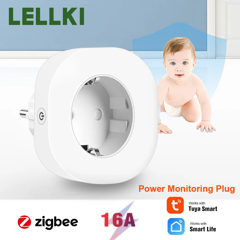 Умная розетка LELLKI Zigbee, настенная розетка европейского стандарта, с голосовым управлением, поддержкой Alexa и Tuya, для умного дома, 16 А